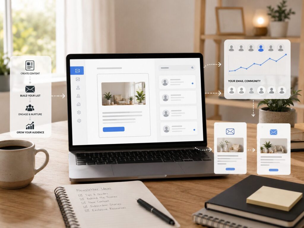 Email newsletter income stream focused on building an owned audience
