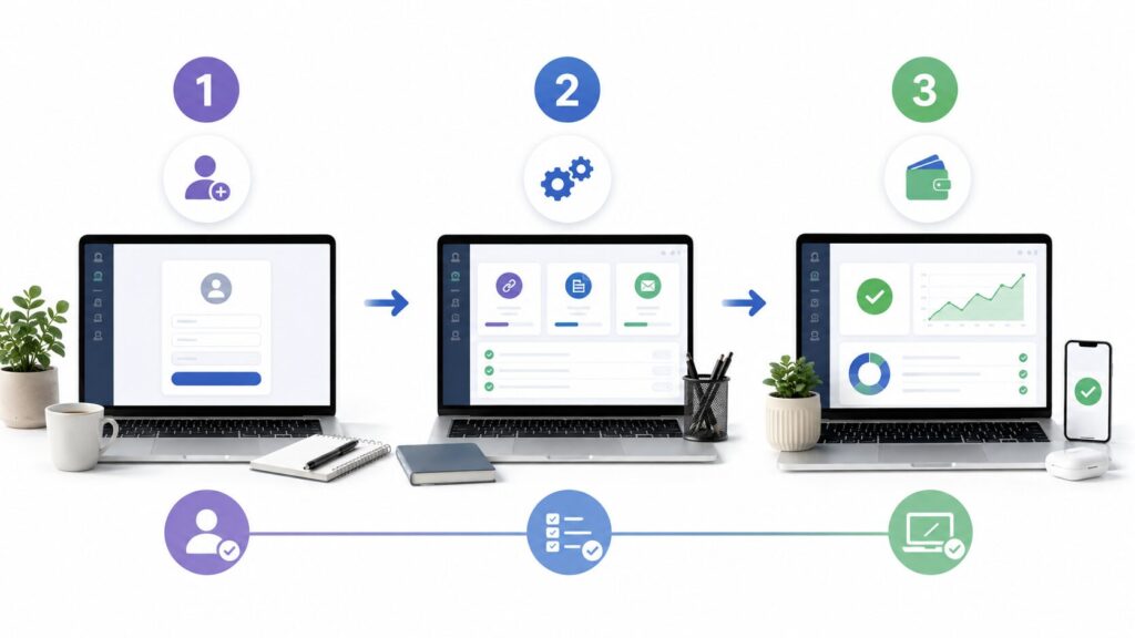 Three-step process for setting up income streams with Go Digital Income